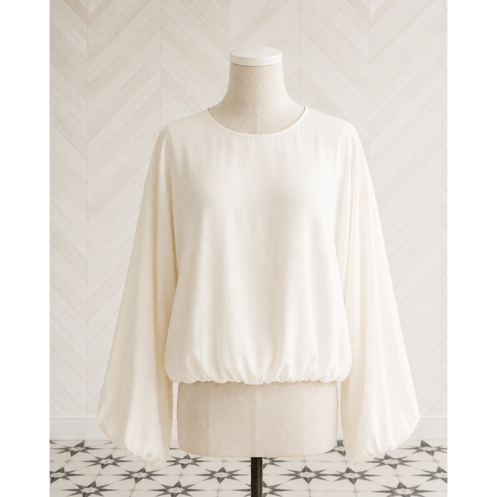 Madewell Cream Long Sleeve Keyhole Back Blouse Size 8 NWT